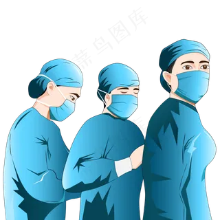 新型冠状病毒医护团队,免抠元素