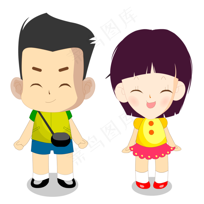 卡通男孩女孩是一对情侣