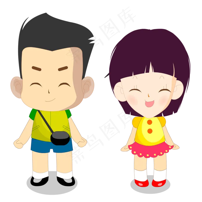 卡通男孩女孩是一对情侣eps,ai矢量模版下载