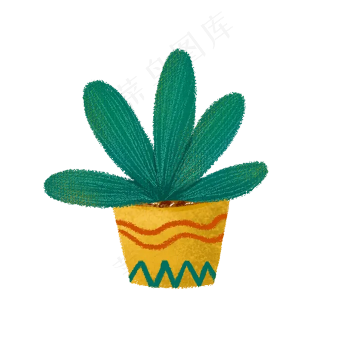 手绘绿色盆栽植物(2500X2500(DPI:300))psd模版下载