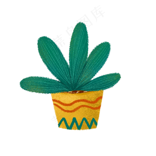 手绘绿色盆栽植物