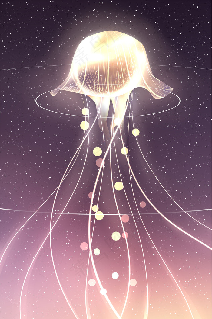 治愈系场景水母星空(3545X5315(DPI:300))psd模版下载
