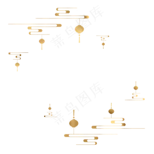 金色祥云灯笼底纹,免抠元素