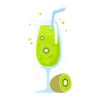 处暑来临冰镇猕猴桃饮料矢量元素