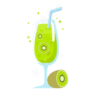 处暑来临冰镇猕猴桃饮料矢量元素