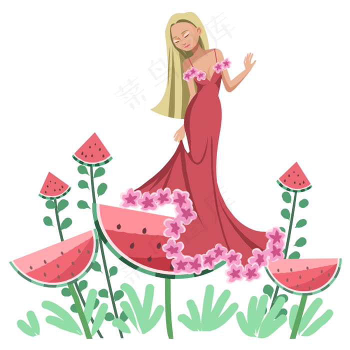立夏女孩西瓜
