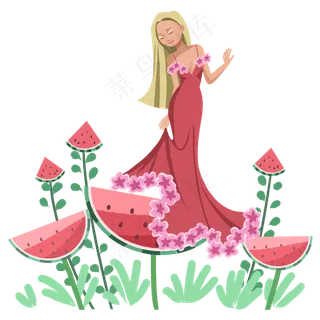 立夏女孩西瓜