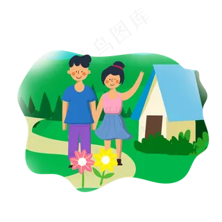 清新风格清明节夫妻踏青出游