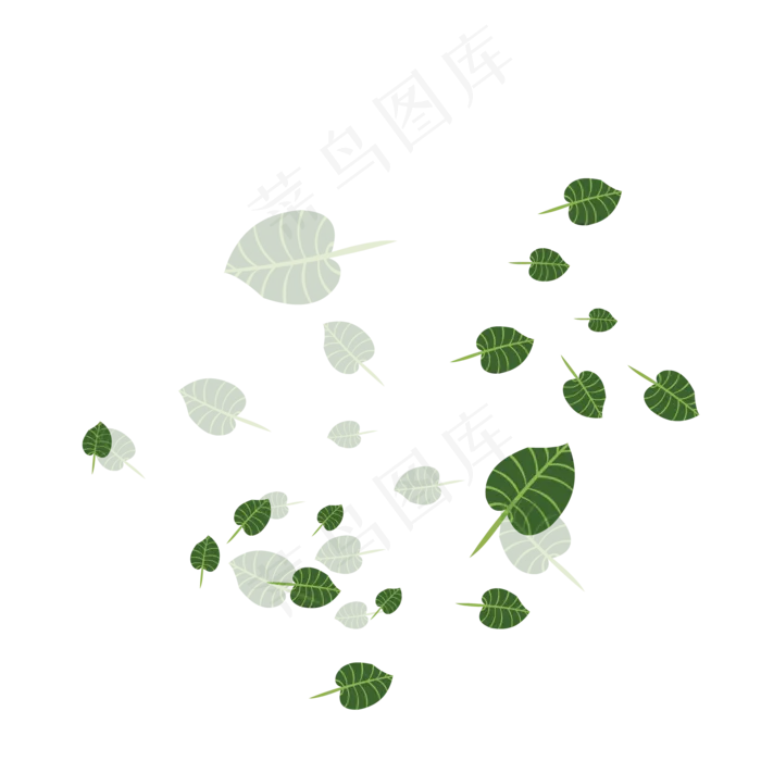 手绘植物树叶漂浮的叶子ai矢量模版下载
