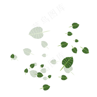 手绘植物树叶漂浮的叶子