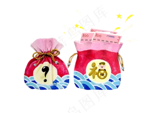 新年春节首页现金大礼包可爱福袋,免抠元素