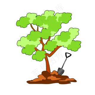 卡通手绘植树节树苗