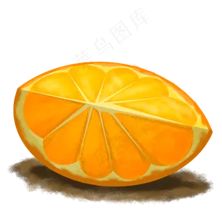 水彩风格切开的桔子