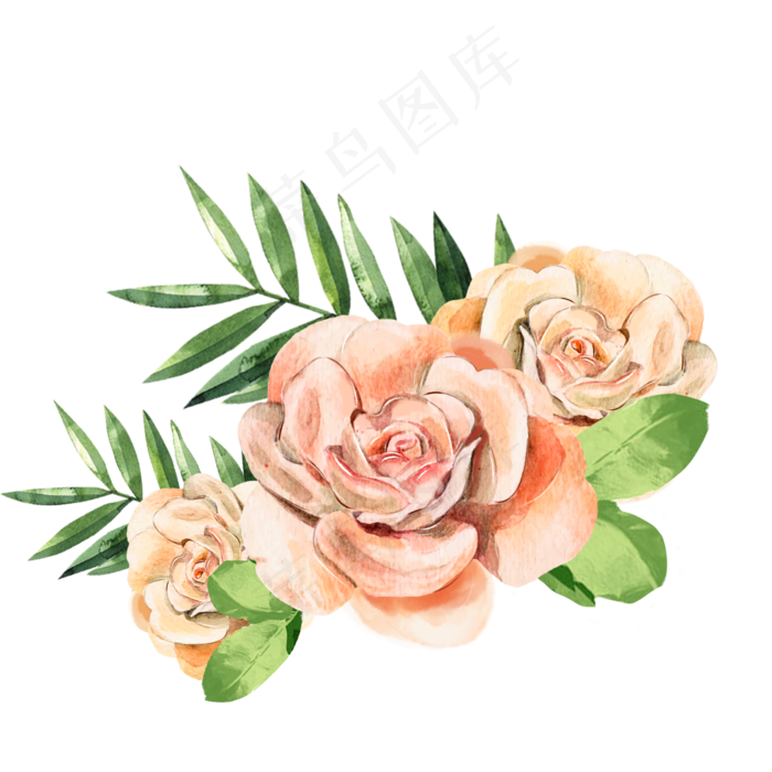 水彩鲜花黄玫瑰素材,免抠元素