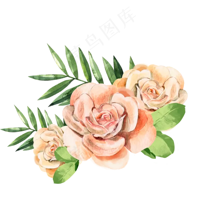 水彩鲜花黄玫瑰素材,免抠元素