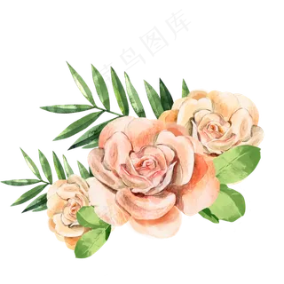 水彩鲜花黄玫瑰素材,免抠元素