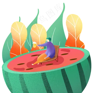 扁平风大暑吃西瓜