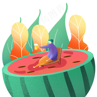 扁平风大暑吃西瓜