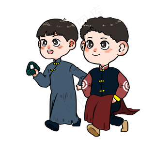 端午节包粽子吃的可爱小朋友们