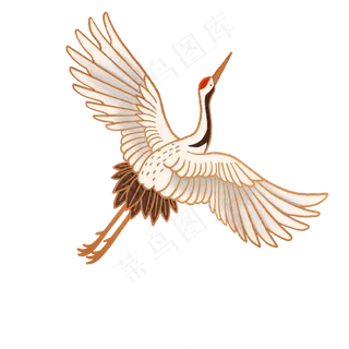 古风白色仙鹤手绘,免抠元素