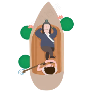 踏青节划船出行的人,免抠元素