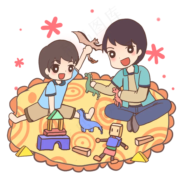 父亲和儿子一起玩玩具(2480X2480(DPI:300))psd模版下载