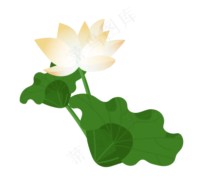 绿叶荷花花朵插图(2197*2011px 300 dpi )ai矢量模版下载