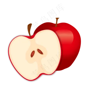 卡通红色可口的苹果