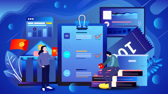 互联网商务金融插画