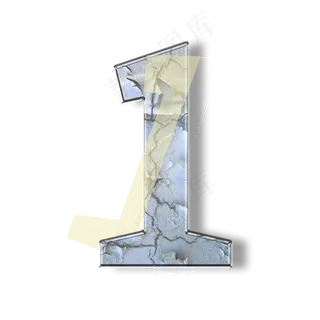 破旧裂纹墙壁PSD数字1