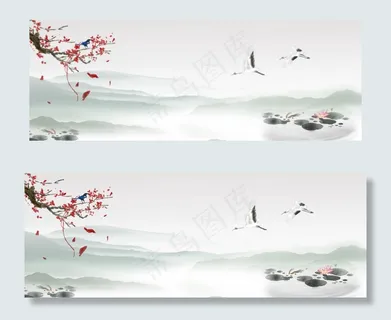 简约复古中国风水墨画