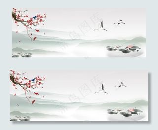 简约复古中国风水墨画