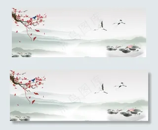 简约复古中国风水墨画