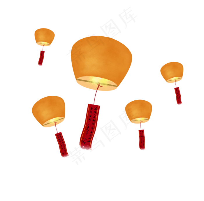 中国风孔明灯许愿灯png免抠(2799X2765(DPI:300))psd模版下载