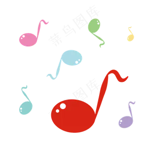 漂浮亮彩色可爱音符矢量免抠