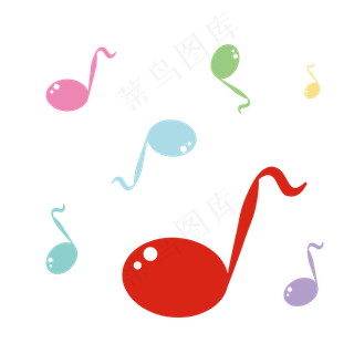 漂浮亮彩色可爱音符矢量免抠