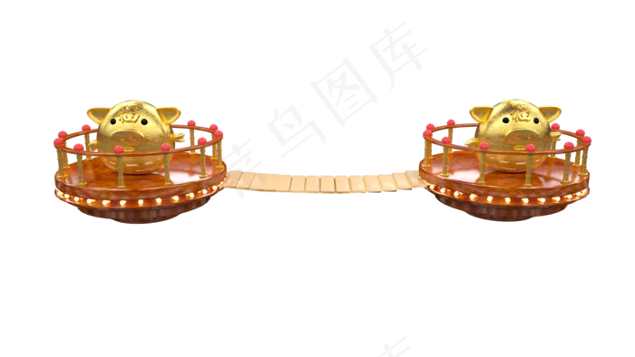 金色小猪圆形悬空舞台,免抠元素(1920X1080(DPI:72))psd模版下载