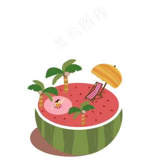 夏季小暑小清新手绘