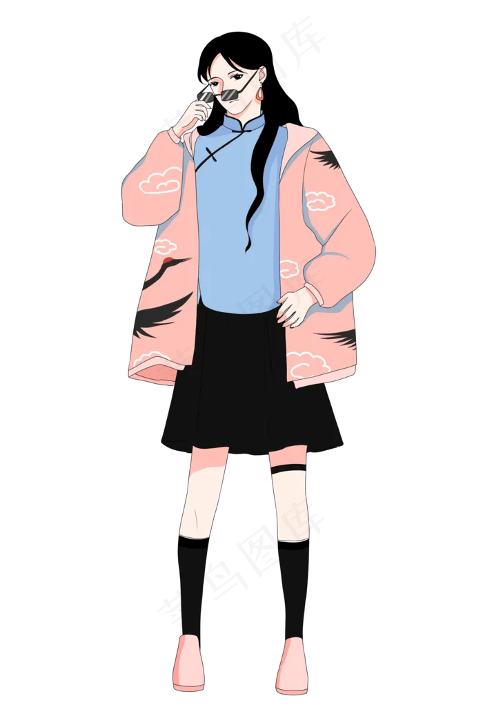 国潮混搭女孩(2000X3000(DPI:300))psd模版下载