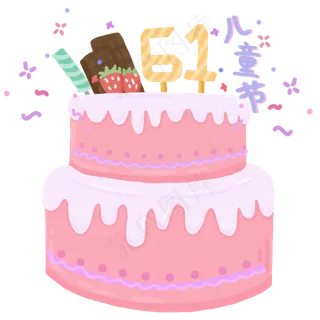 儿童节蛋糕卡通手绘甜点