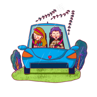 卡通风格春日情侣烂漫踏青出游