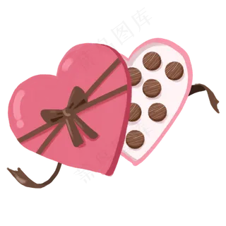 情人节卡通手绘甜品美食之爱心礼