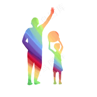 创意彩色父亲节剪影