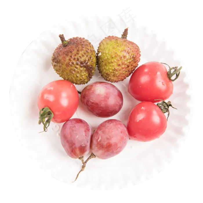 荔枝提子圣女果组合带盘,免抠元素(3872*3872px 300 dpi )
