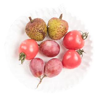 荔枝提子圣女果组合带盘,免抠元素