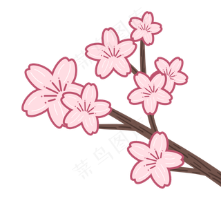 简笔樱花树枝插图