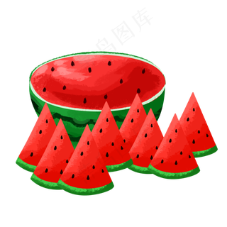切开的一个大西瓜很多块