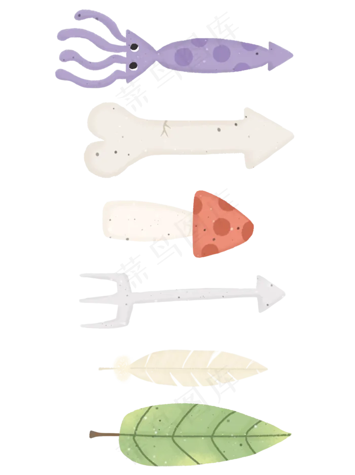 手绘动物植物拟物可爱箭头素材元(1024X1369(DPI:300))psd模版下载