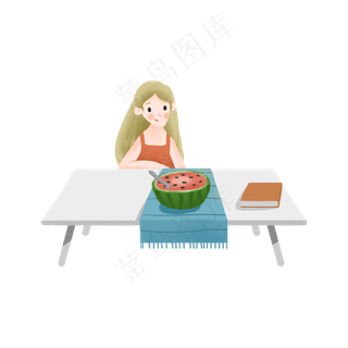 吃西瓜的小女孩