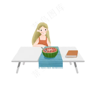 吃西瓜的小女孩